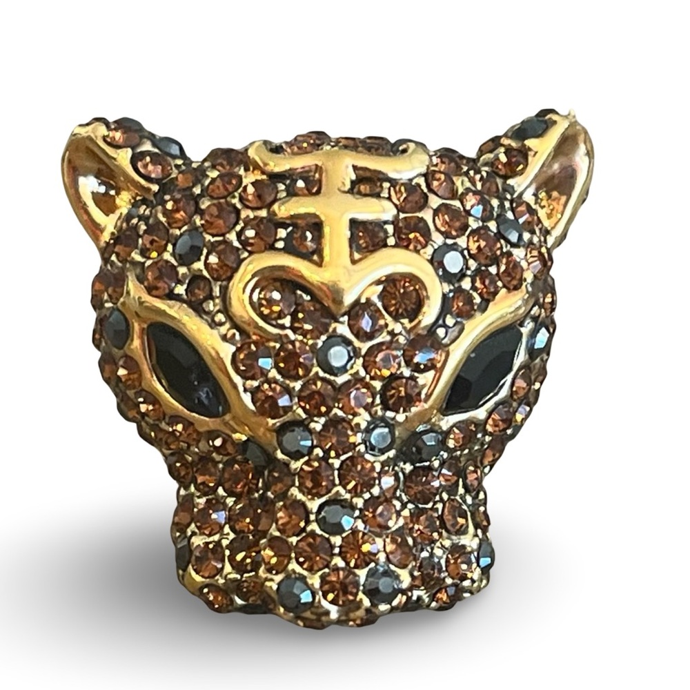 18k Gold Plated Topaz CZ Panther Ring Size 8 - Picture 2 of 10